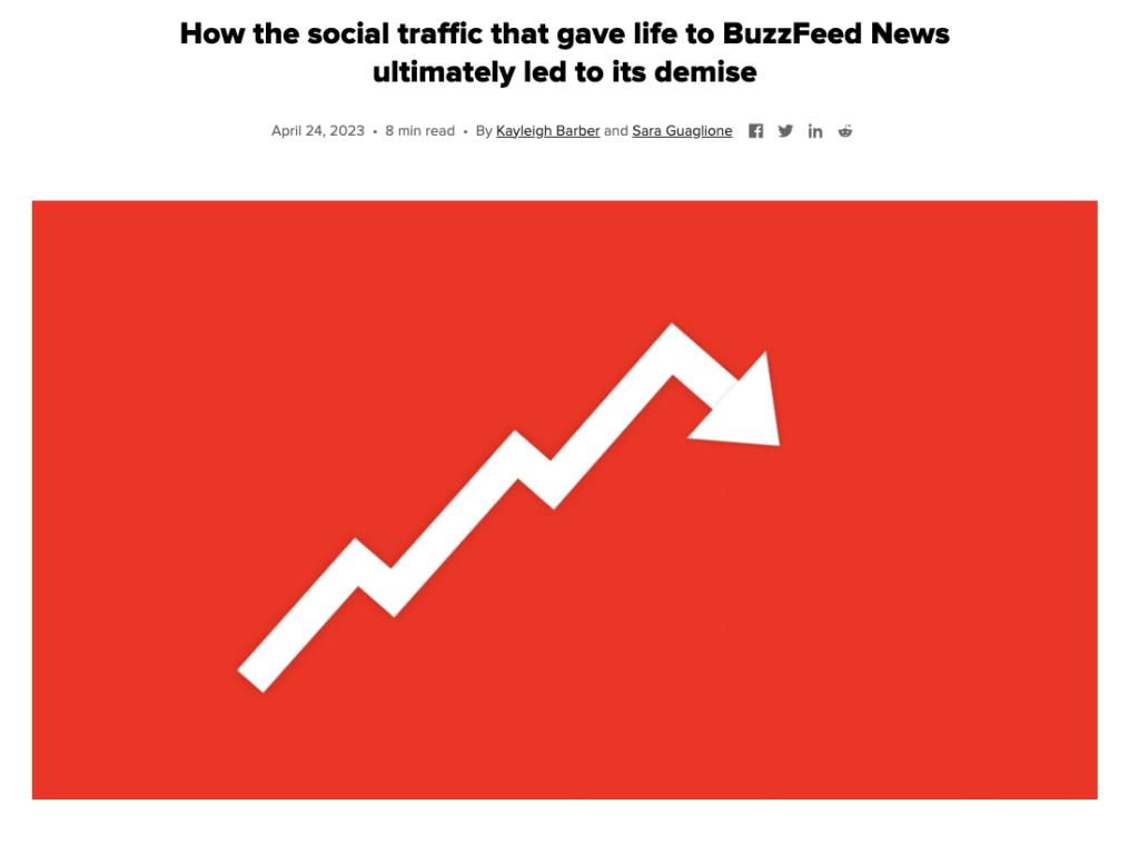 buzzfeed news relied on social traffic - which is what led to its demise